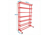 Стеллаж на колесиках для 25 мячей односторонний разборный (цвет красный) Dinamika