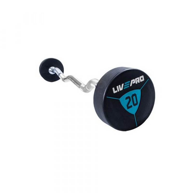 Фиксированная кривая штанга Live Pro Ez Curl Urethane Barbells LP8011-25 25кг 800_800